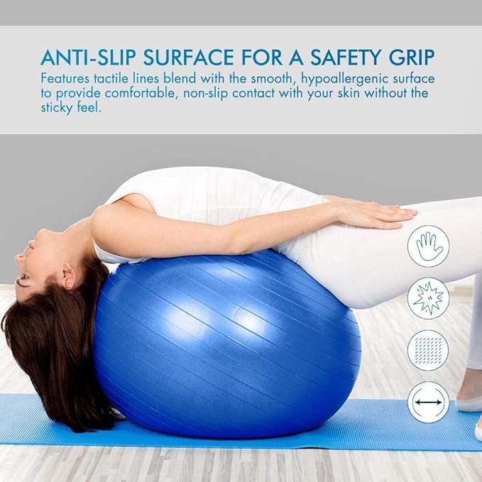 LORDEX gym ball for fitness by CSSV FILE, large durable exercise ball on a plain background, ideal for workouts and stability training.