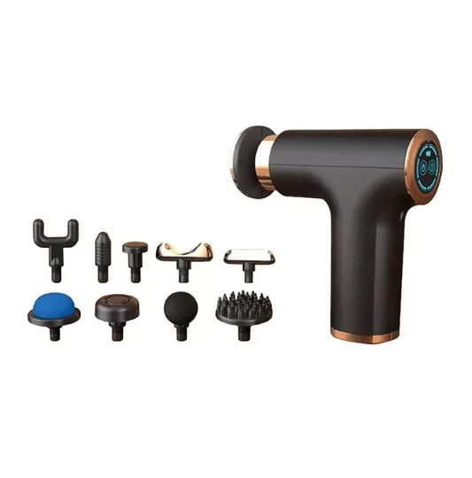 CSSV FILE Muscle Massage Gun FH-820 with four interchangeable heads for deep tissue relief and muscle recovery.
