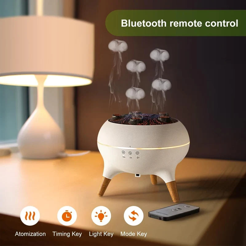 CSSV FILE Jellyfish Aroma Diffuser emitting mist and light, designed for home fragrance and relaxation.