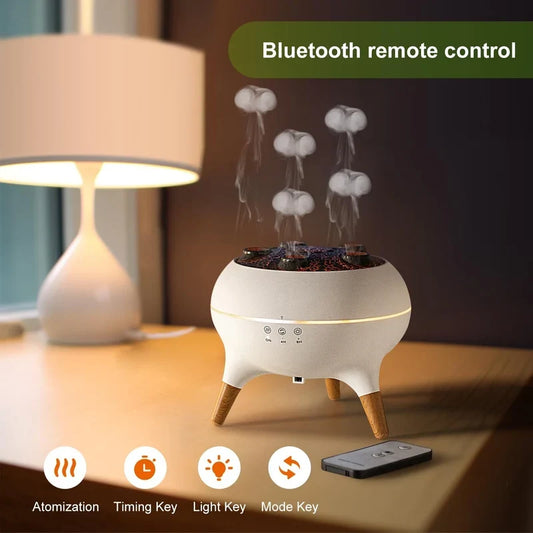 CSSV FILE Jellyfish Aroma Diffuser emitting mist and light, designed for home fragrance and relaxation.