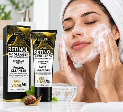 CSSV FILE Retinol Collagen Facial Cleanser in a pump bottle, showing the product label and clean, minimalist packaging.