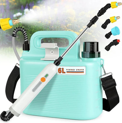 CSSV FILE 6L electric garden sprayer with ergonomic handle and nozzle for lawn and garden watering and pesticide application.