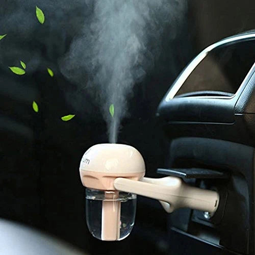 Nanum Car Humidifier Diffuser by CSSV FILE featuring a sleek white design and adjustable mist outlet for vehicle aromatherapy.