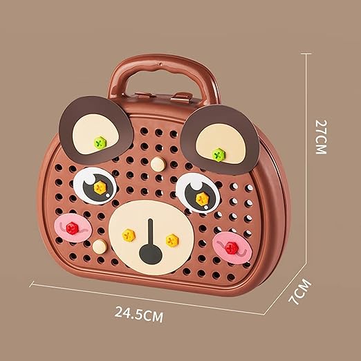 CSSV FILE DIY screw puzzle suitcase with interlocking metal pieces and handle, showcasing a creative, customizable travel accessory.