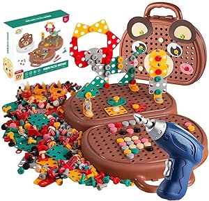 CSSV FILE DIY screw puzzle suitcase with interlocking pieces and sturdy handle, perfect for creative storage and travel.