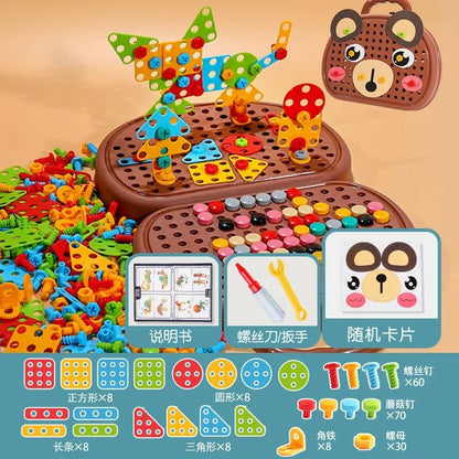 CSSV FILE DIY screw puzzle suitcase with interlocking metal pieces and handles, designed for assembly and creative storage.