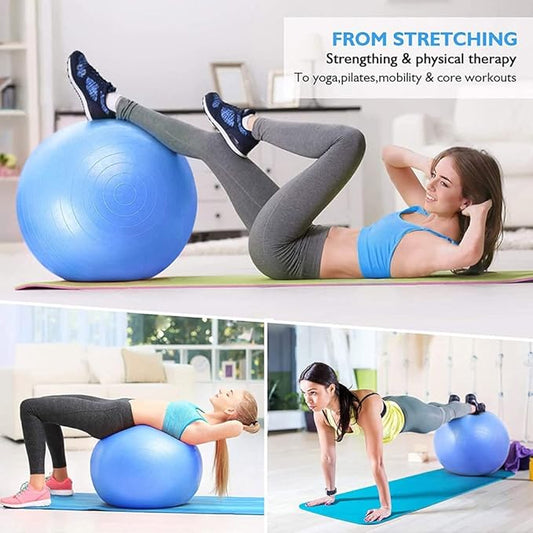 CSSV FILE Lordex gym ball for fitness, large blue exercise ball on a neutral background, used for core workouts and stability training.