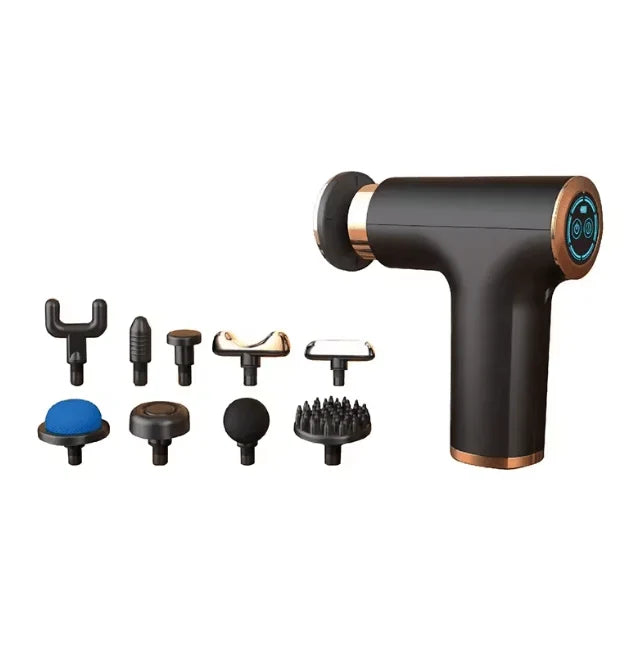 CSSV FILE Muscle Massage Gun FH-820 with four interchangeable heads for deep tissue relief and muscle recovery.