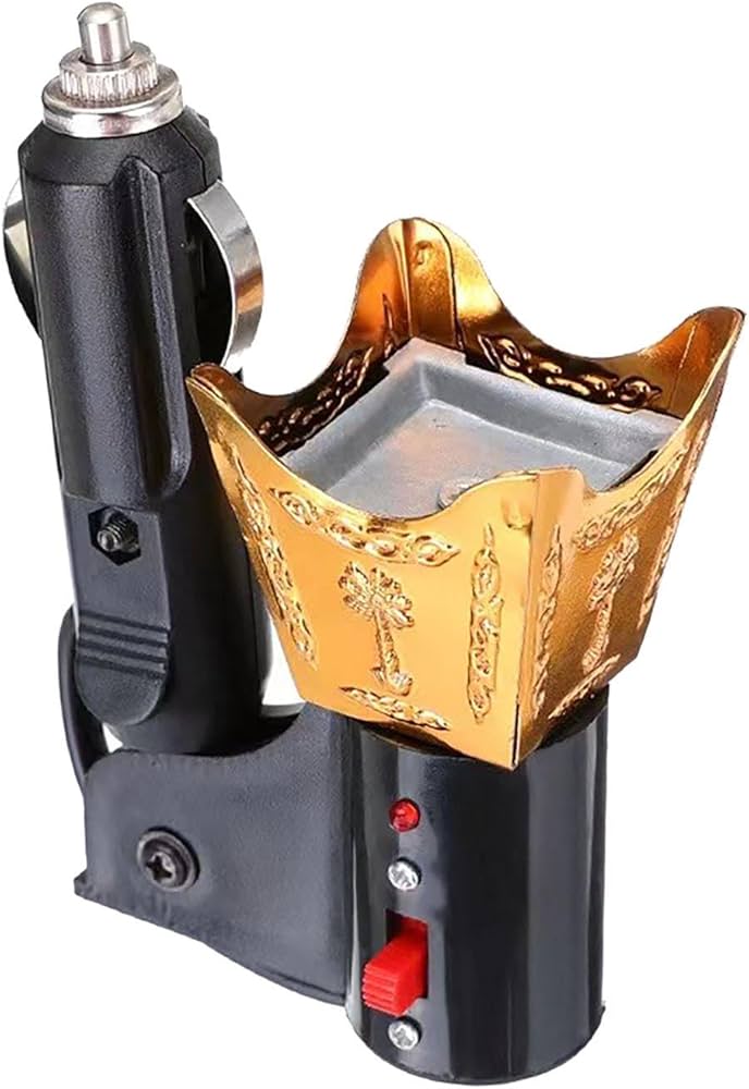 Portable CSSV FILE car electric incense burner with sleek design, ideal for in-vehicle use and aromatic relaxation.